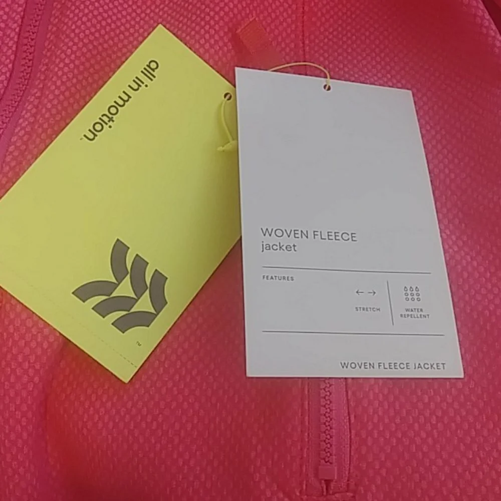 All in Motion Girls' Woven Fleece Jacket, Coral Pink, Size L